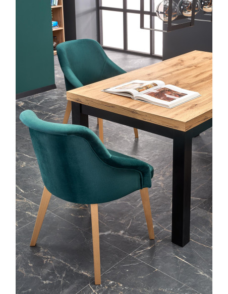 TIAGO stół rozkładany 140-220/80 blat: dąb craft, nogi: czarny (3p 1szt)