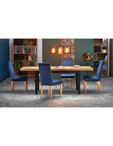 TIAGO stół rozkładany 140-220/80 blat: dąb craft, nogi: czarny (3p 1szt)