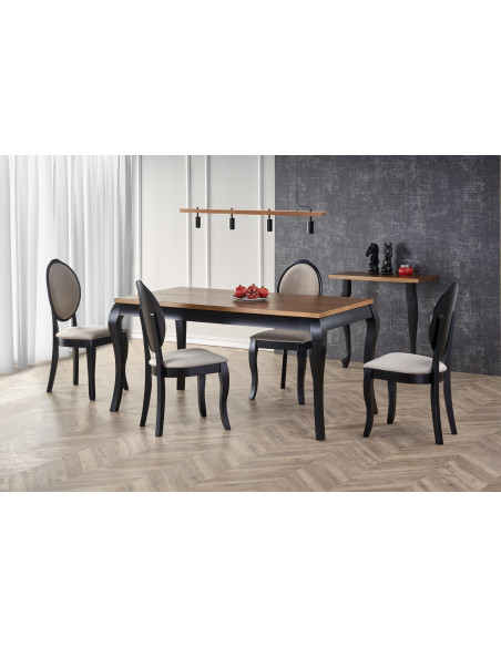 WINDSOR Stół Rozkładany 160-240cm Ciemny Dąb/Czarne - Stylowa Solidność