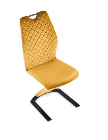 K442 Krzesło Velvet Musztardowe na Płozie z Uchwytem - Ciepło i Styl