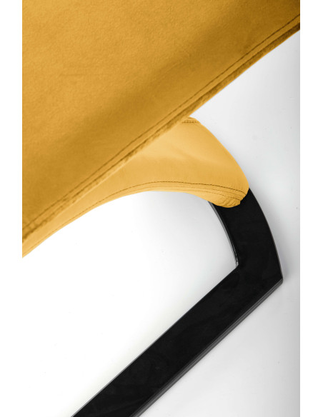 K442 Krzesło Velvet Musztardowe na Płozie z Uchwytem - Ciepło i Styl