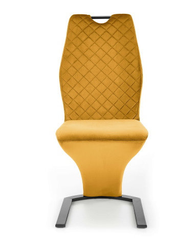 K442 Krzesło Velvet Musztardowe na Płozie z Uchwytem - Ciepło i Styl
