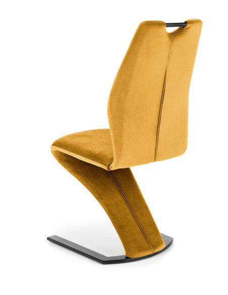 K442 Krzesło Velvet Musztardowe na Płozie z Uchwytem - Ciepło i Styl