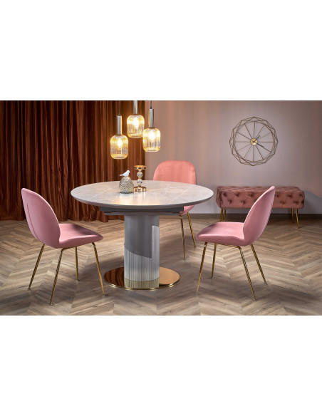 CASTANO Stół Rozkładany 120-160cm Popielaty Marmur - Luksus i Funkcjonalność