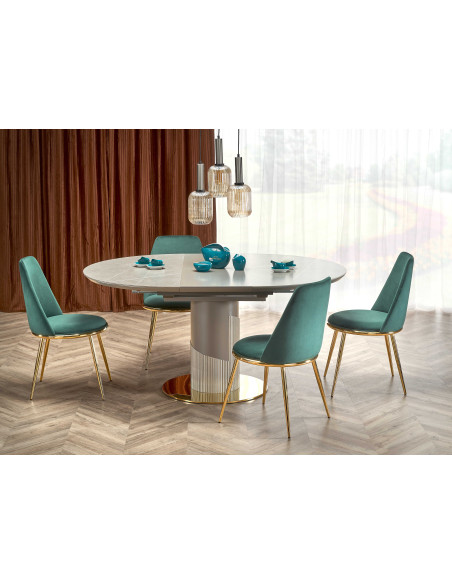 CASTANO Stół Rozkładany 120-160cm Popielaty Marmur - Luksus i Funkcjonalność