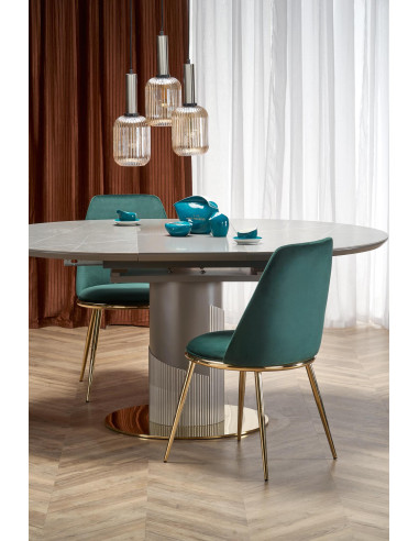 CASTANO Stół Rozkładany 120-160cm Popielaty Marmur - Luksus i Funkcjonalność