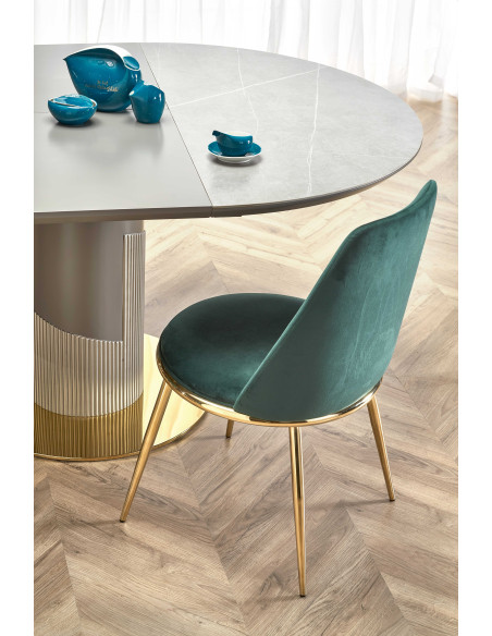 CASTANO Stół Rozkładany 120-160cm Popielaty Marmur - Luksus i Funkcjonalność