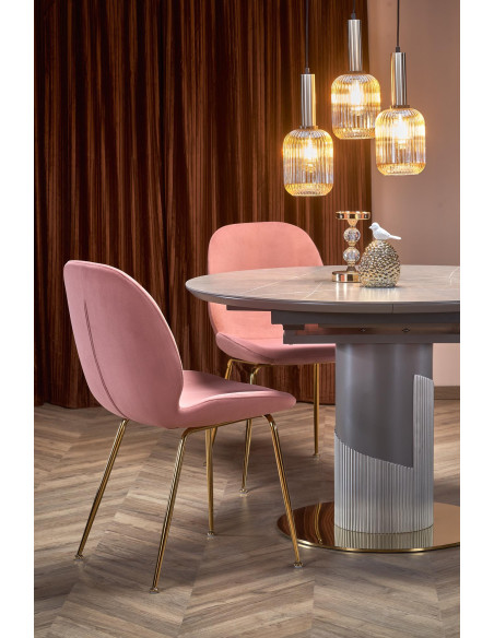 CASTANO Stół Rozkładany 120-160cm Popielaty Marmur - Luksus i Funkcjonalność