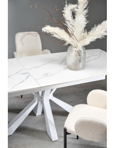 ADOLFO Stół Rozkładany 160-200cm Spiek Biały Marmur - Gustowny