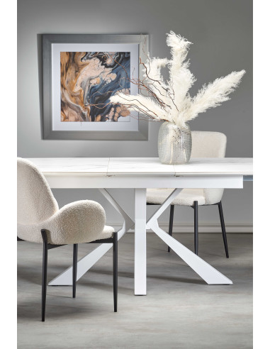 ADOLFO Stół Rozkładany 160-200cm Spiek Biały Marmur - Gustowny