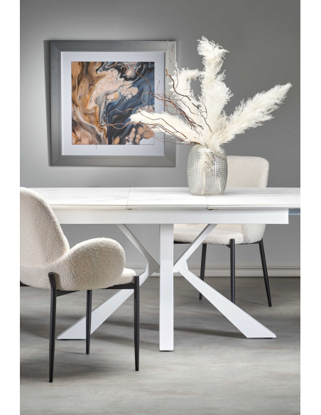 ADOLFO Stół Rozkładany 160-200cm Spiek Biały Marmur - Gustowny