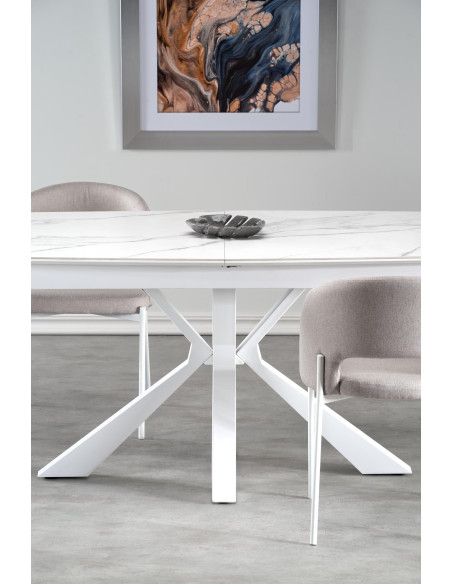 ADOLFO Stół Rozkładany 160-200cm Spiek Biały Marmur - Gustowny