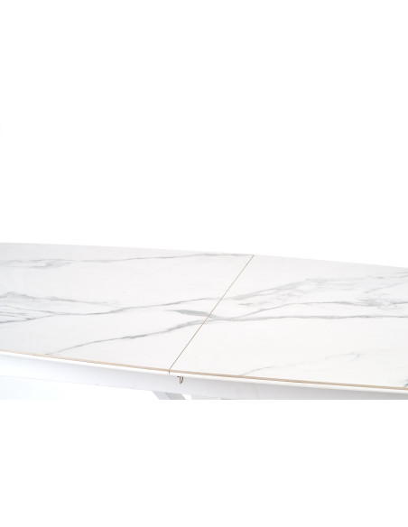 ADOLFO Stół Rozkładany 160-200cm Spiek Biały Marmur - Gustowny