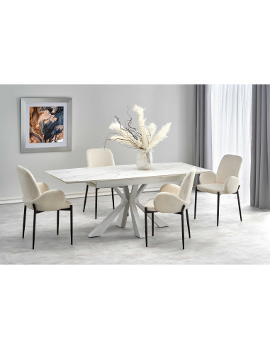 ADOLFO Stół Rozkładany 160-200cm Spiek Biały Marmur - Gustowny