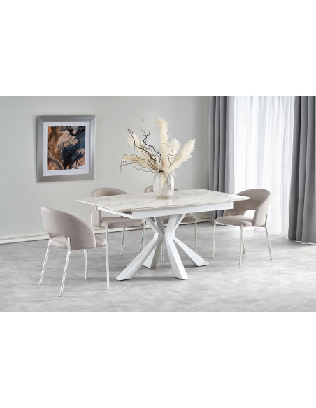 ADOLFO Stół Rozkładany 160-200cm Spiek Biały Marmur - Gustowny