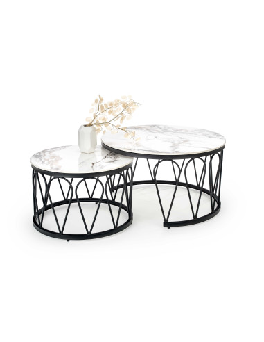 FORMOSA Zestaw 2 Ław Fi60/Fi80 Biały Marmur - Elegancja i Praktyczność