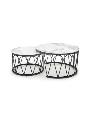 FORMOSA Zestaw 2 Ław Fi60/Fi80 Biały Marmur - Elegancja i Praktyczność