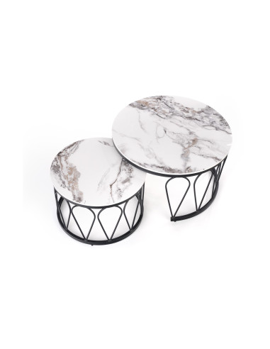 FORMOSA Zestaw 2 Ław Fi60/Fi80 Biały Marmur - Elegancja i Praktyczność