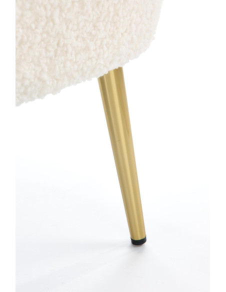 GRIFON Fotel Kremowy Kubełkowy Bouclé, Nogi Złote - Luksus i Wygoda