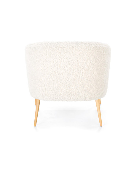 GRIFON 2 Fotel Kremowy Kubełkowy Bouclé, Drewno Naturalne - Klasa i Styl