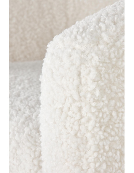 GRIFON 2 Fotel Kremowy Kubełkowy Bouclé, Drewno Naturalne - Klasa i Styl