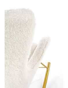 LIBERTO Fotel Bouclé Kremowy Bujany, Nogi Złote - Luksus i Elegancja 2