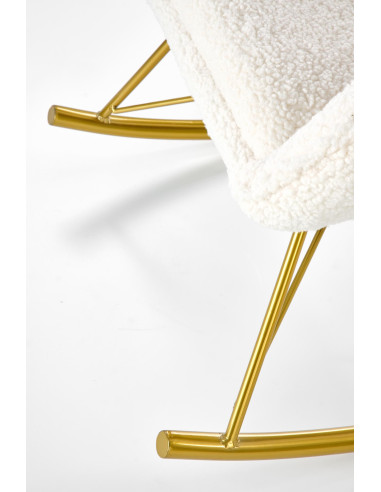 LIBERTO Fotel Bouclé Kremowy Bujany, Nogi Złote - Luksus i Elegancja