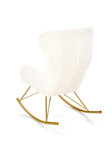 LIBERTO Fotel Bouclé Kremowy Bujany, Nogi Złote - Luksus i Elegancja