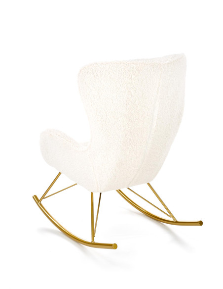 LIBERTO Fotel Bouclé Kremowy Bujany, Nogi Złote - Luksus i Elegancja