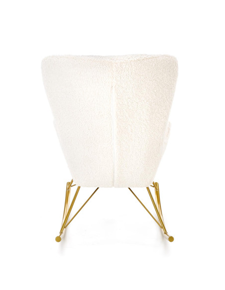 LIBERTO Fotel Bouclé Kremowy Bujany, Nogi Złote - Luksus i Elegancja