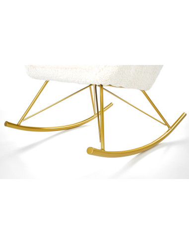 LIBERTO Fotel Bouclé Kremowy Bujany, Nogi Złote - Luksus i Elegancja