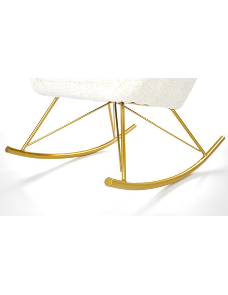 LIBERTO Fotel Bouclé Kremowy Bujany, Nogi Złote - Luksus i Elegancja