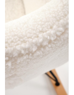 LIBERTO Fotel Bouclé Kremowy Bujany, Nogi Czarny/Naturalny - Klasa i Styl 2