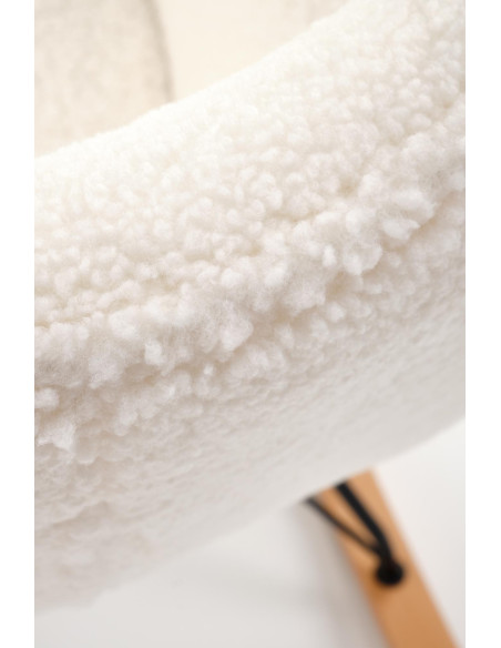 LIBERTO Fotel Bouclé Kremowy Bujany, Nogi Czarny/Naturalny - Klasa i Styl