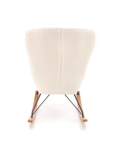 LIBERTO Fotel Bouclé Kremowy Bujany, Nogi Czarny/Naturalny - Klasa i Styl