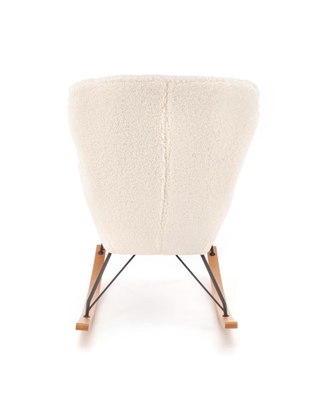 LIBERTO Fotel Bouclé Kremowy Bujany, Nogi Czarny/Naturalny - Klasa i Styl