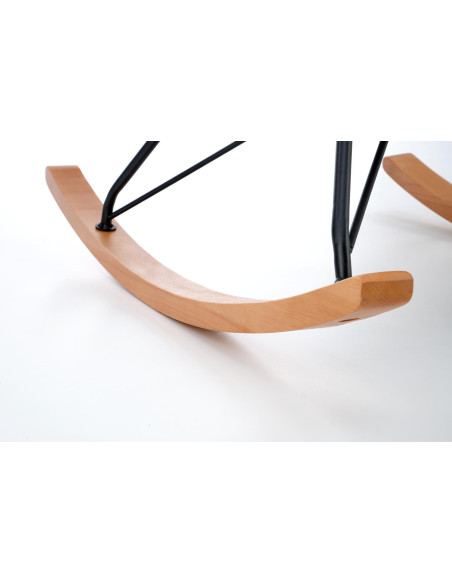 LIBERTO Fotel Bouclé Kremowy Bujany, Nogi Czarny/Naturalny - Klasa i Styl