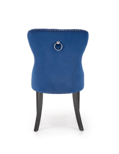 MIYA Krzesło Pikowane Velvet Granatowy, Czarne Drewniane Nogi - Styl