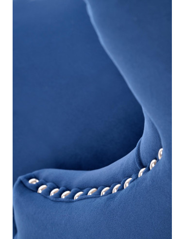 MIYA Krzesło Pikowane Velvet Granatowy, Czarne Drewniane Nogi - Styl