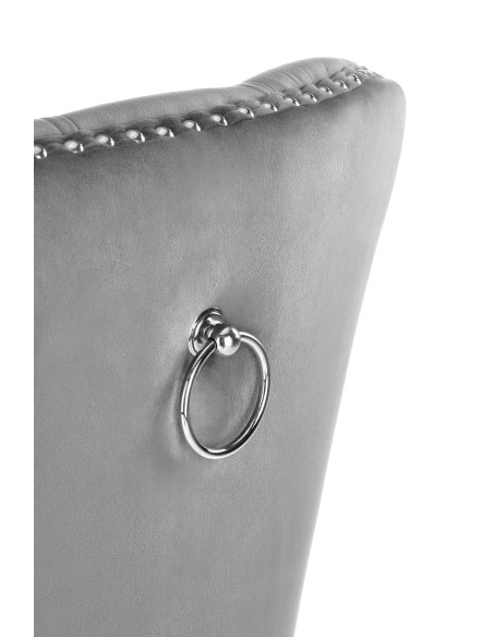 MIYA Krzesło Pikowane Velvet Popielate, Czarne Drewniane Nogi - Wygoda