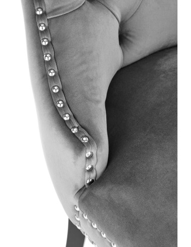 MIYA Krzesło Pikowane Velvet Popielate, Czarne Drewniane Nogi - Wygoda