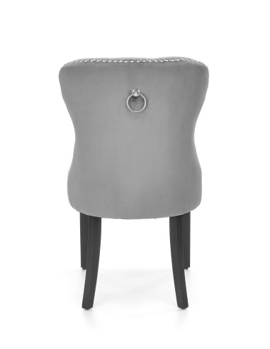 MIYA Krzesło Pikowane Velvet Popielate, Czarne Drewniane Nogi - Wygoda