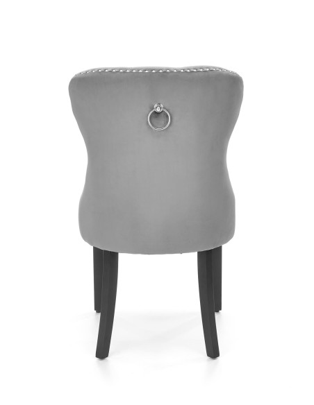 MIYA Krzesło Pikowane Velvet Popielate, Czarne Drewniane Nogi - Wygoda
