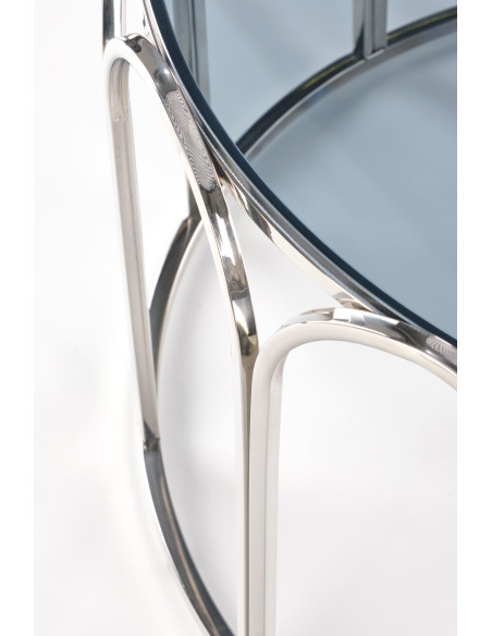 OLIVIA Ława Okrągła Fi81cm Dymione Szkło/ Stal Nierdzewna - Luksus Glamour