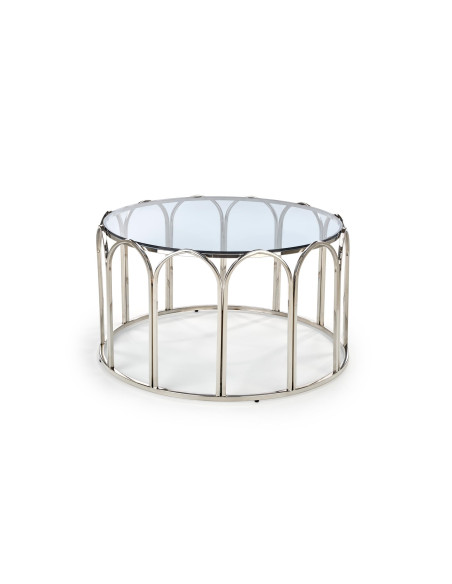 OLIVIA Ława Okrągła Fi81cm Dymione Szkło/ Stal Nierdzewna - Luksus Glamour