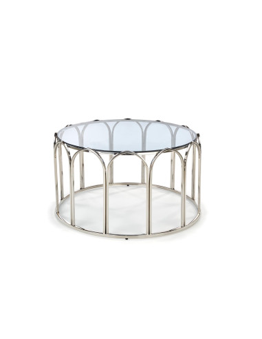 OLIVIA Ława Okrągła Fi81cm Dymione Szkło/ Stal Nierdzewna - Luksus Glamour