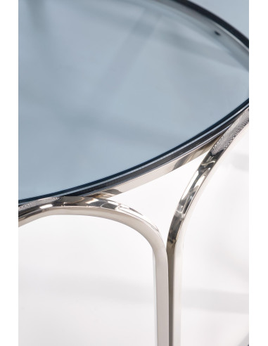 OLIVIA Ława Okrągła Fi81cm Dymione Szkło/ Stal Nierdzewna - Luksus Glamour