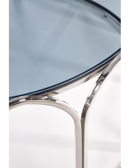 OLIVIA Ława Okrągła Fi81cm Dymione Szkło/ Stal Nierdzewna - Luksus Glamour