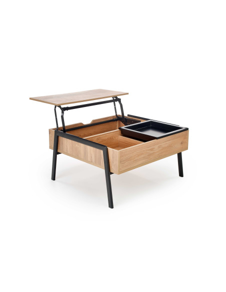 PODIUM Ława z Regulowanym Blatem i Schowkami, Naturalny/Czarny