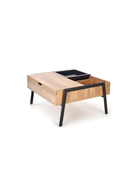 PODIUM Ława z Regulowanym Blatem i Schowkami, Naturalny/Czarny